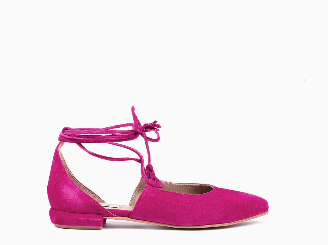 Fuchsia suede ballerinas