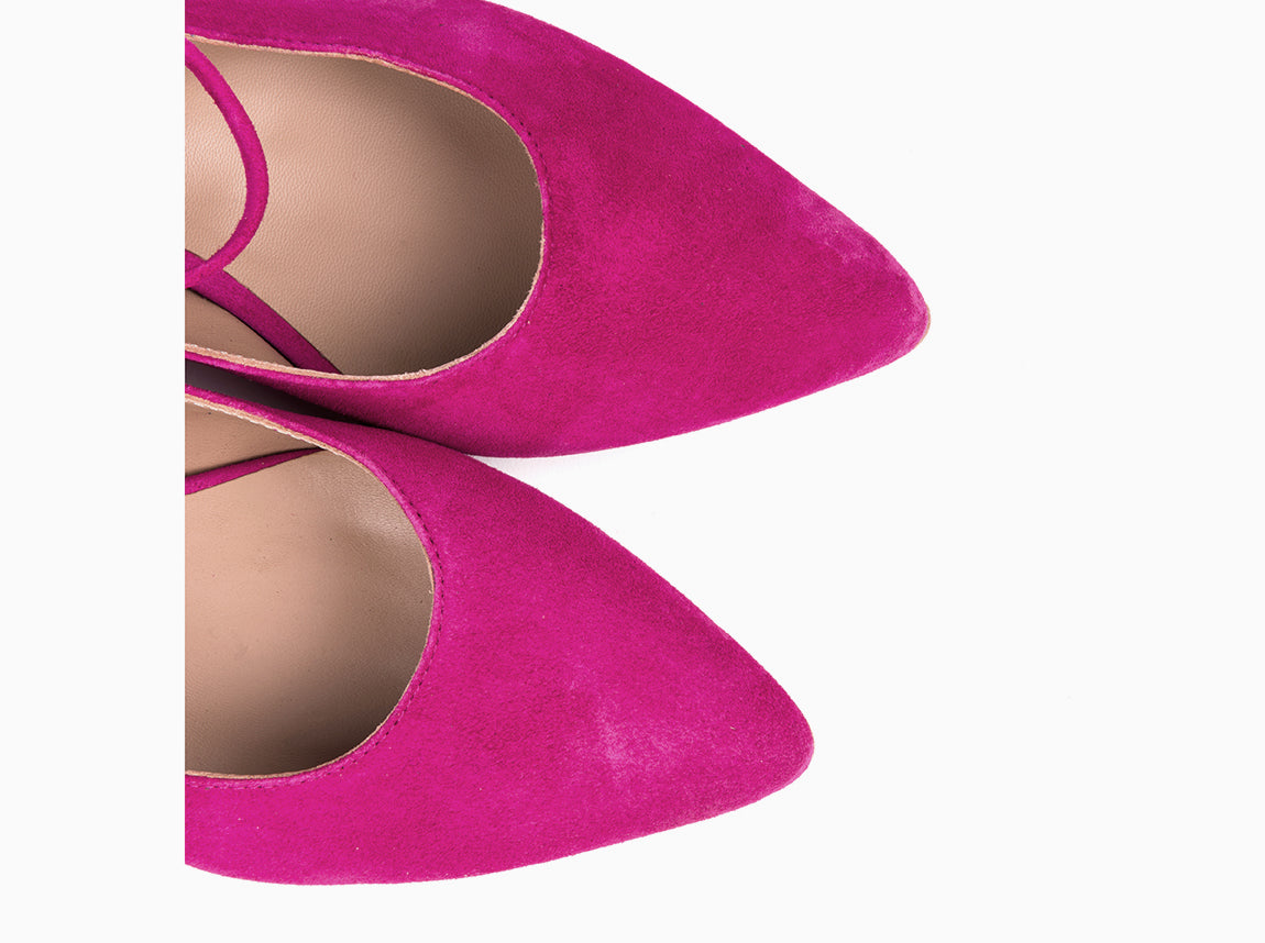 Fuchsia suede ballerinas