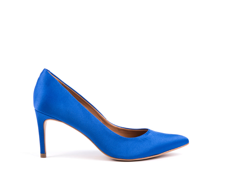 ​High-heeled shoe in blue fabric