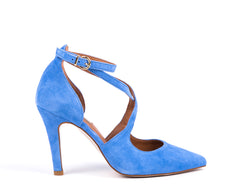 High heel shoes in blue suede