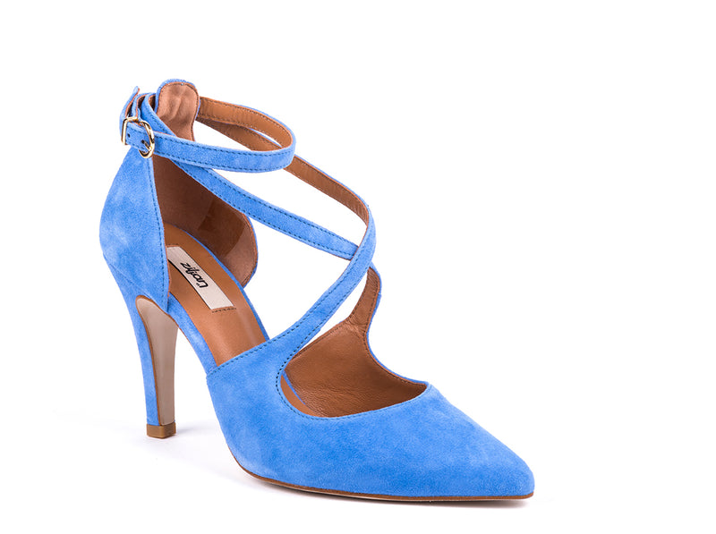 High heel shoes in blue suede