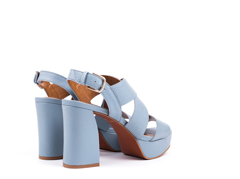 ​High-heeled sandals in light blue leather