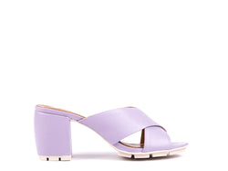 ​High-heeled mules in lilac leather