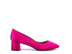 Med-heeled shoes in fuchsia satin