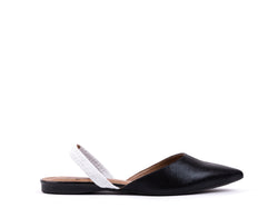 ​Flat slingbacks in black leather