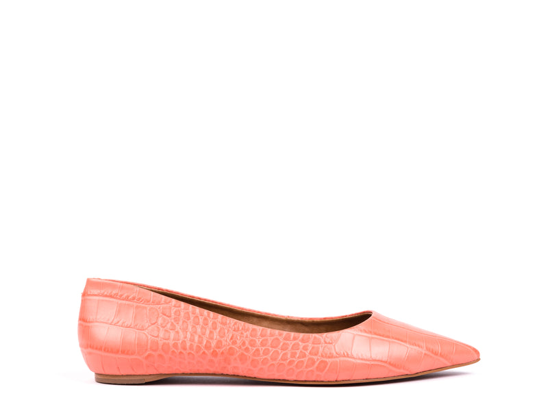 ​Ballerinas in orange engraved leather