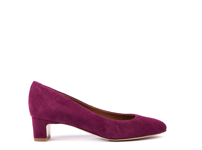 Block medium-heeled shoes in bordeaux suede