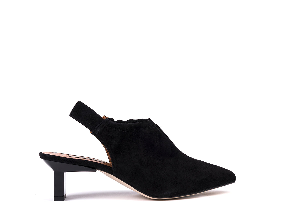 Slingbacks de salto médio em camurça preta
