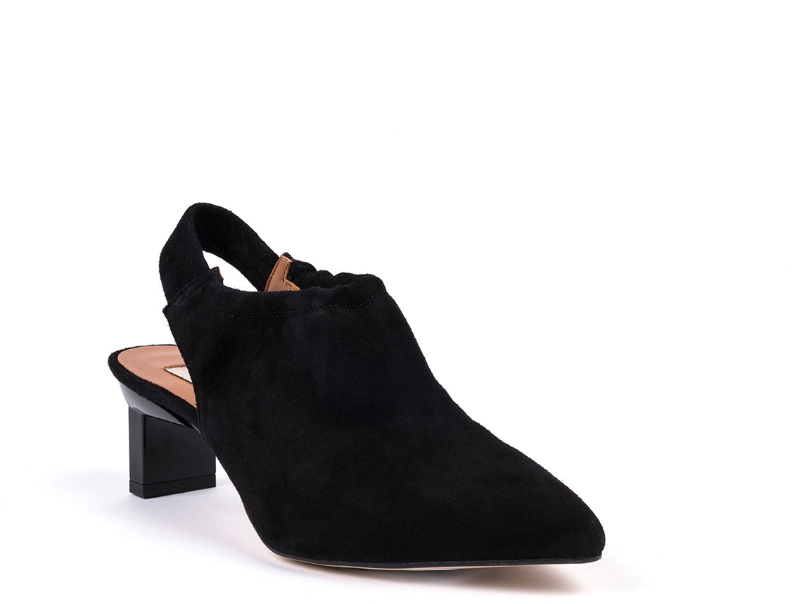 Slingbacks de salto médio em camurça preta