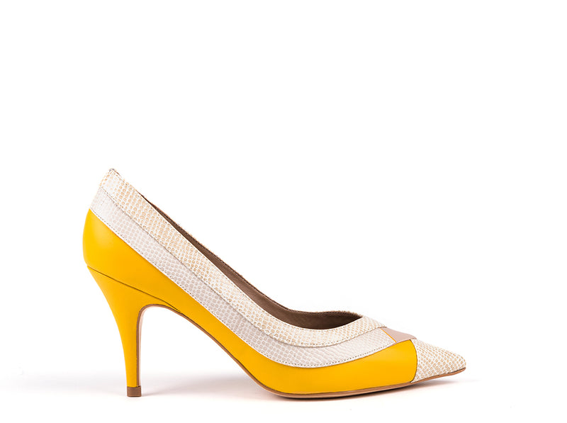 High-heeled shoes in yellow