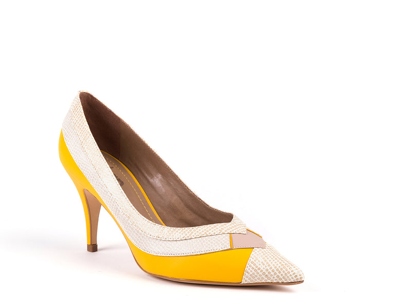 High-heeled shoes in yellow