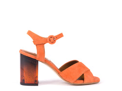 ​High helled sandals in orange suede