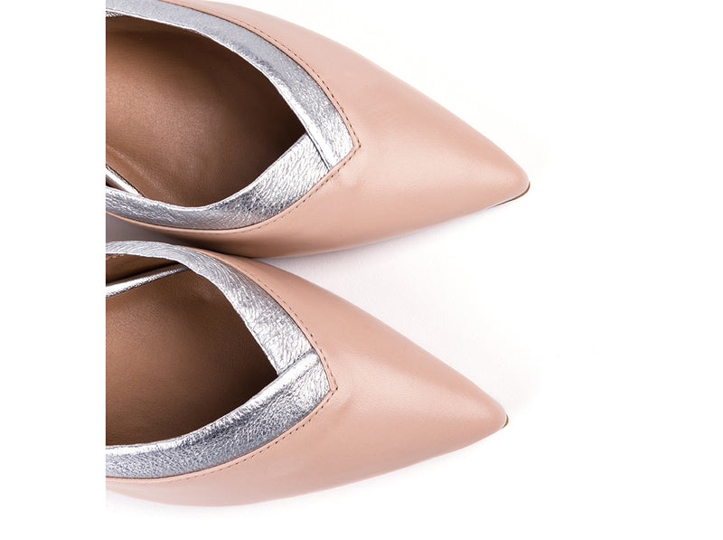 Blush leather medium-heeled shoes