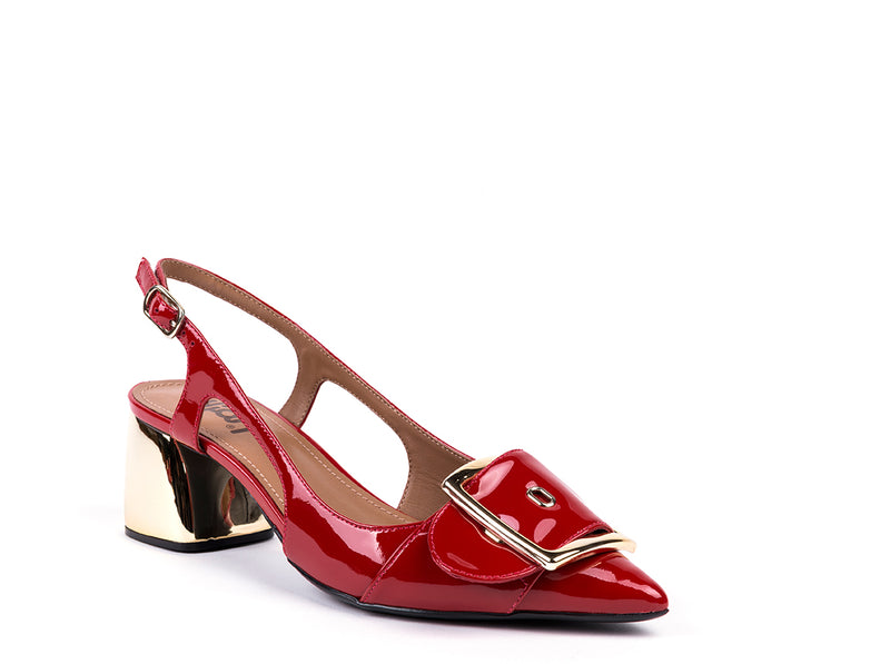 Slingbacks em verniz vermelho