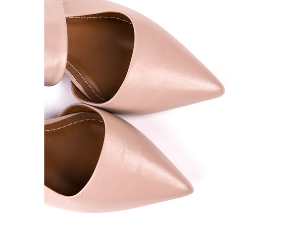 Make-up leather mid-heeled mules