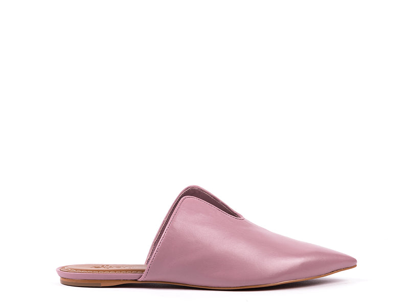 Lilac leather mules