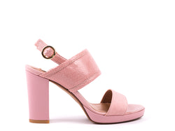 Sandálias de salto alto em camurça rosa vintage