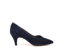 Medium heeled navy blue suede shoes