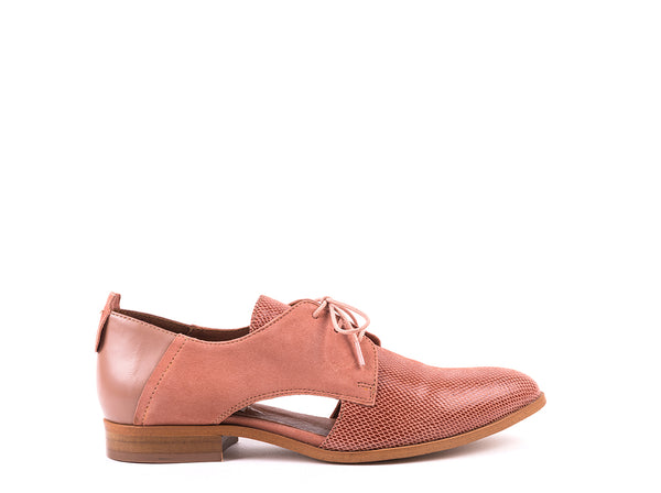 Sapatos rasos em pele gravada rosa vintage