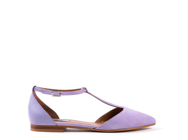 Sapatos rasos em camurça lilás