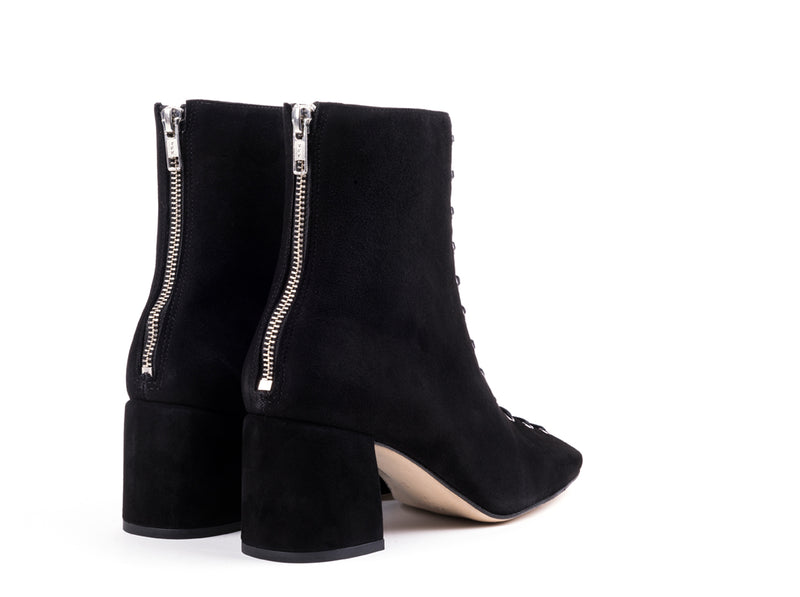 ​High-heeled ankle boots in black suede