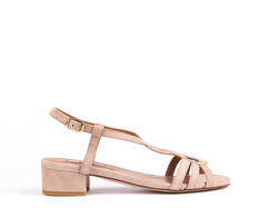 Flat sandals in beige suede