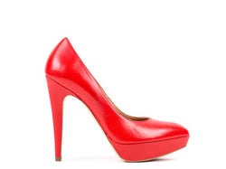 ​High-heeled pumps in red leather