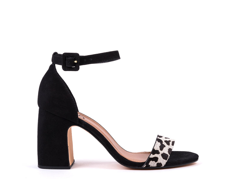 ​High-heeled black nobuck sandals