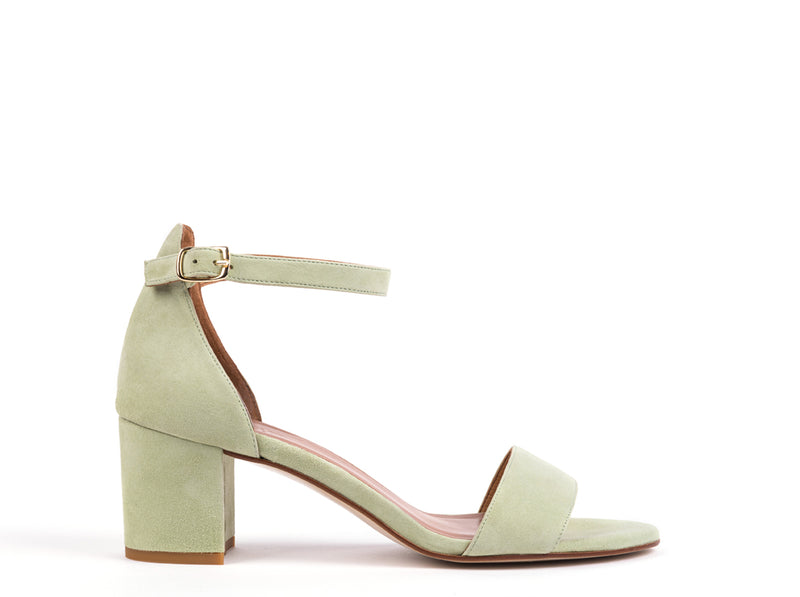 WEDDING COLLECTION - Heeled sandals in mint green suede