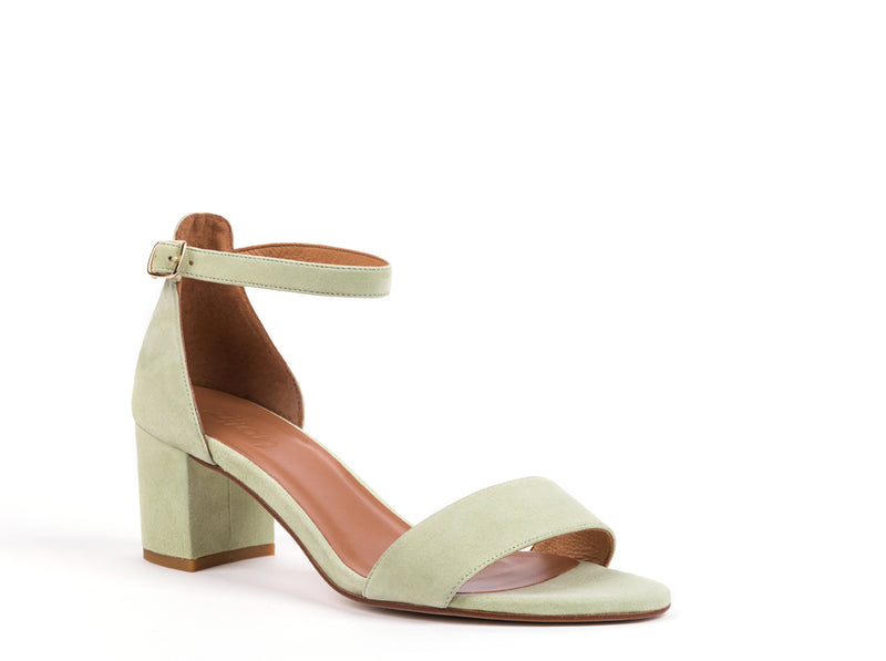 WEDDING COLLECTION - Heeled sandals in mint green suede