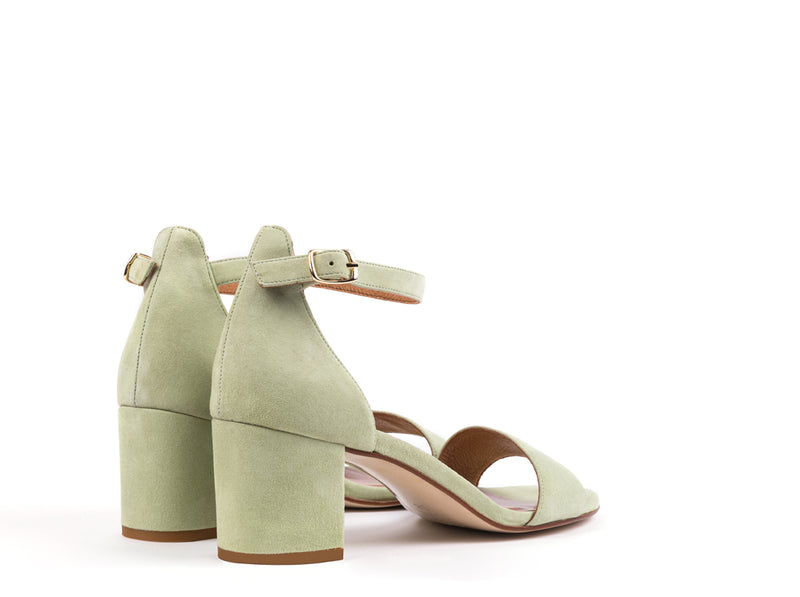 WEDDING COLLECTION - Heeled sandals in mint green suede