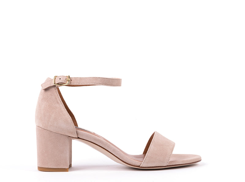 WEDDING COLLECTION - HEELED SANDALS IN SAND SUEDE