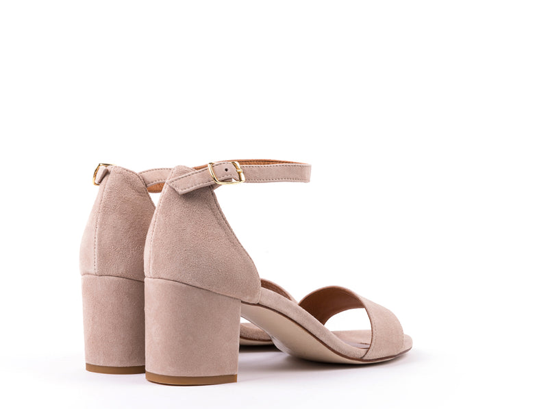 WEDDING COLLECTION - HEELED SANDALS IN SAND SUEDE