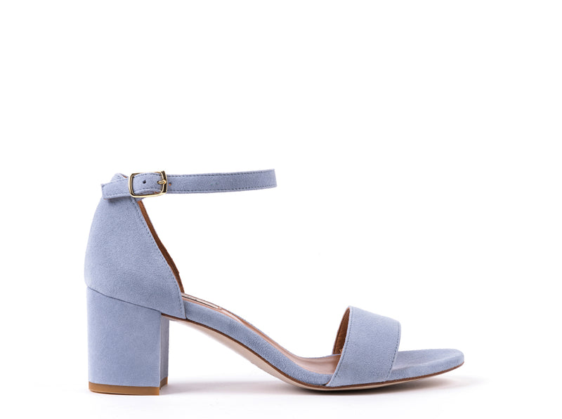 WEDDING COLLECTION - HEELED SANDALS IN BLUE SUEDE