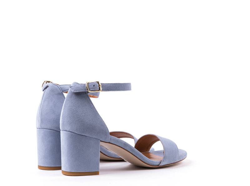 WEDDING COLLECTION - HEELED SANDALS IN BLUE SUEDE