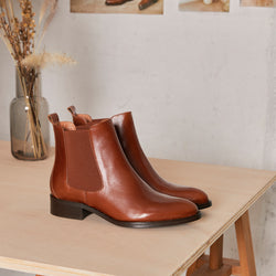 Ankle boots in camel leather