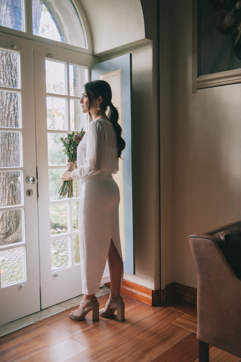 WEDDING COLLECTION - Sandálias de noiva de salto alto em camurça toupeira com tiras cruzadas